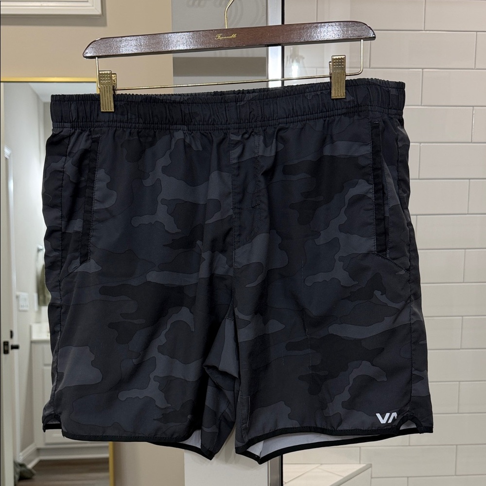 RVCA Black Camouflage Athletic Shorts